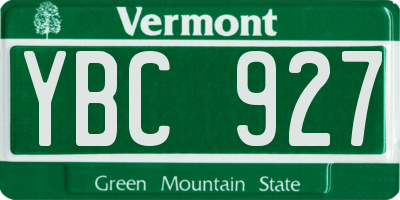 VT license plate YBC927