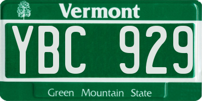 VT license plate YBC929