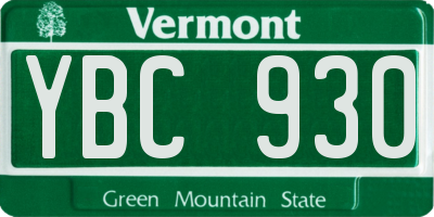 VT license plate YBC930