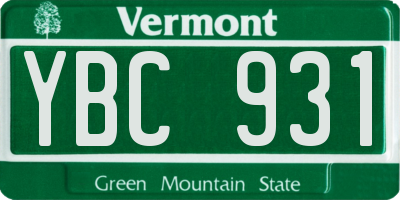 VT license plate YBC931