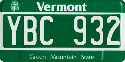 VT license plate YBC932