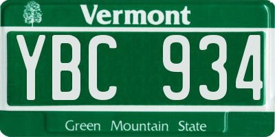 VT license plate YBC934
