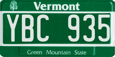 VT license plate YBC935