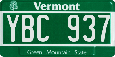 VT license plate YBC937
