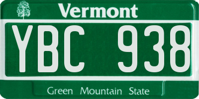 VT license plate YBC938