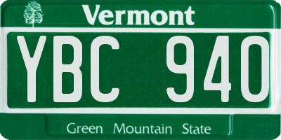 VT license plate YBC940