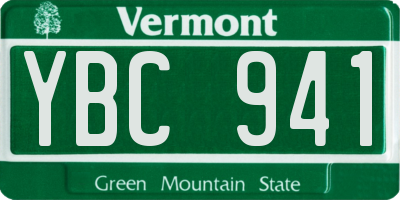 VT license plate YBC941