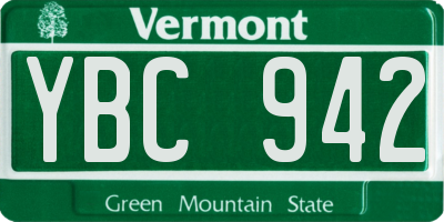 VT license plate YBC942
