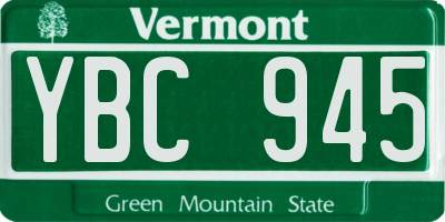 VT license plate YBC945
