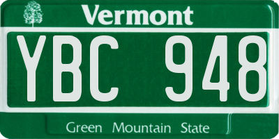 VT license plate YBC948