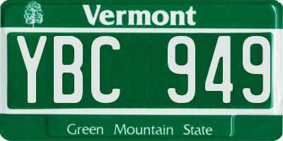 VT license plate YBC949