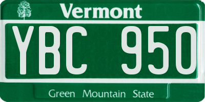 VT license plate YBC950