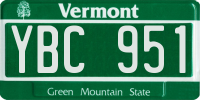 VT license plate YBC951