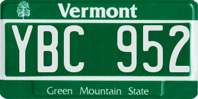 VT license plate YBC952