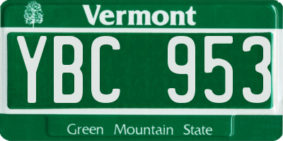 VT license plate YBC953