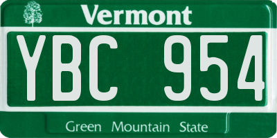 VT license plate YBC954