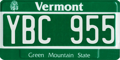 VT license plate YBC955