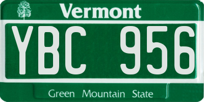 VT license plate YBC956