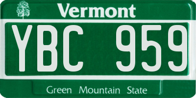 VT license plate YBC959