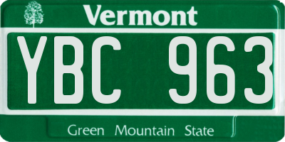 VT license plate YBC963