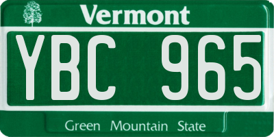 VT license plate YBC965
