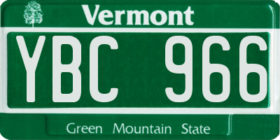VT license plate YBC966