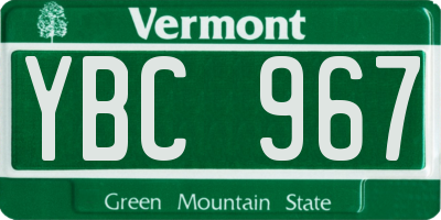 VT license plate YBC967