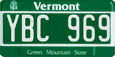 VT license plate YBC969