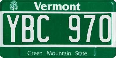 VT license plate YBC970