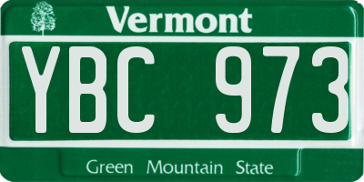 VT license plate YBC973