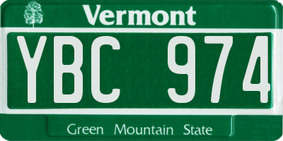 VT license plate YBC974
