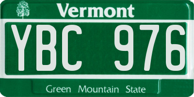 VT license plate YBC976