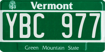 VT license plate YBC977