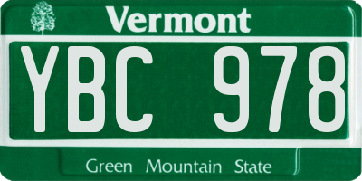 VT license plate YBC978