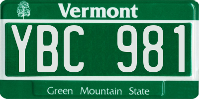 VT license plate YBC981