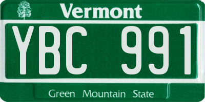 VT license plate YBC991