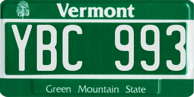 VT license plate YBC993