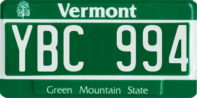 VT license plate YBC994
