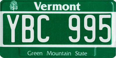 VT license plate YBC995