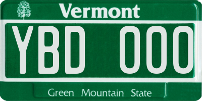 VT license plate YBD000