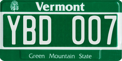 VT license plate YBD007