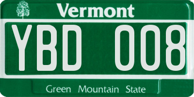 VT license plate YBD008