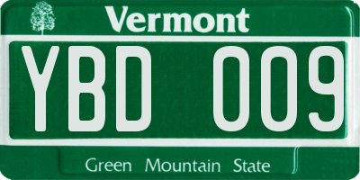 VT license plate YBD009
