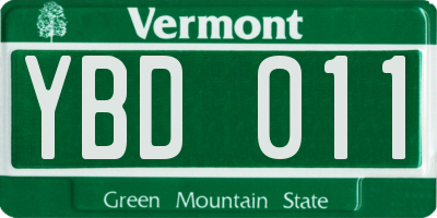 VT license plate YBD011