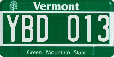 VT license plate YBD013