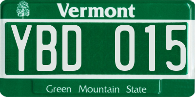 VT license plate YBD015