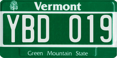 VT license plate YBD019