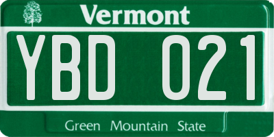 VT license plate YBD021