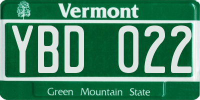 VT license plate YBD022