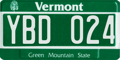 VT license plate YBD024